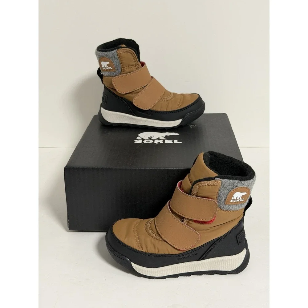 Sorel Kids Whitney II Strap waterproof boots, Brown & Black, Children's Size 9
